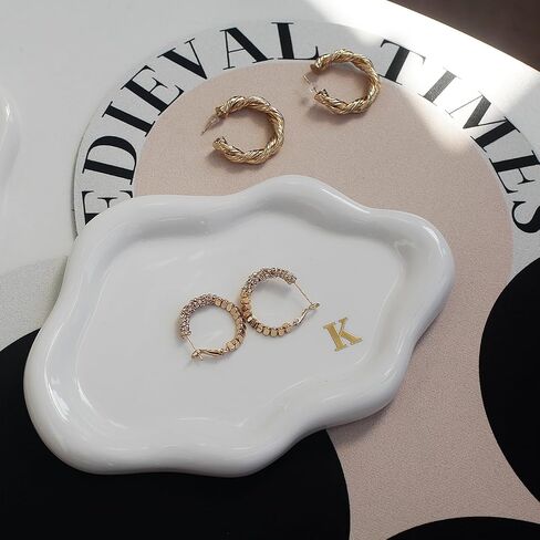 Ceramic Jewelry Tray Personalized Monogram Letter Ring Dish Unique Cloud Shaped Gift for Women Mom Bridesmaids (A-Z Initial) - Valentines Day Mother’s Day Wedding Favors Home Decor (M) in Kuwait