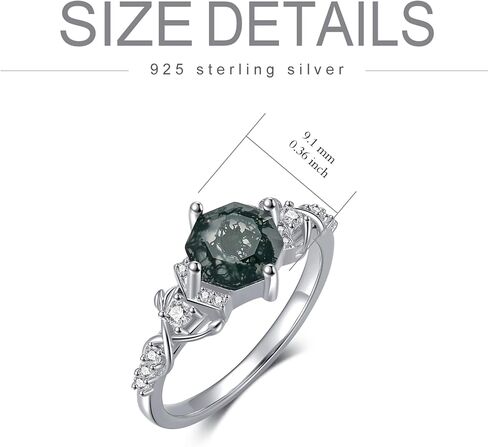 Moss Agate Ring Sterling Silver Moss Agate Gemstone Rings Set for Women Engagement Ring Jewelry for Mothers Day Birthday Gifts Her Wife in Saudi Arabia
