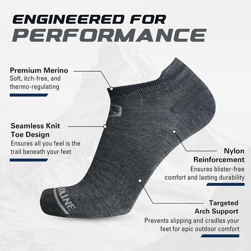 CloudLine Merino Wool Running Socks for Men and Women - Ultralight, Anti-Blister, Moisture Wicking Socks, Made in USA 1 Pair in Saudi Arabia