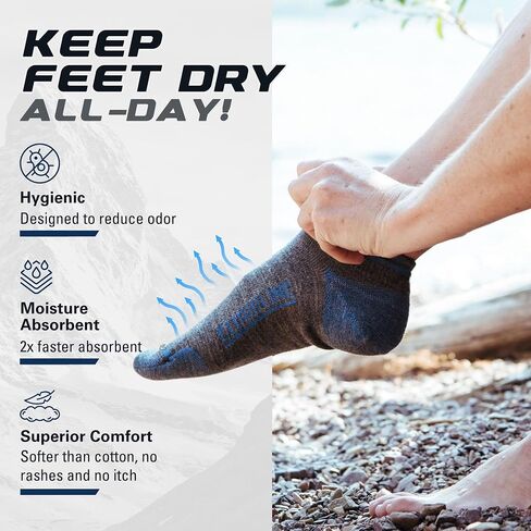 CloudLine Merino Wool Running Socks for Men and Women - Ultralight, Anti-Blister, Moisture Wicking Socks, Made in USA 1 Pair in Saudi Arabia