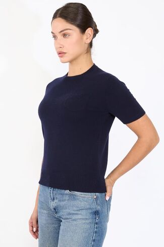 JENNIE LIU Womens 100% Cashmere Crewneck Short Sleeve Sweater in Saudi Arabia