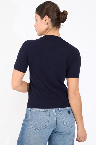 JENNIE LIU Womens 100% Cashmere Crewneck Short Sleeve Sweater in Saudi Arabia