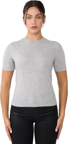 JENNIE LIU Womens 100% Cashmere Crewneck Short Sleeve Sweater in Saudi Arabia