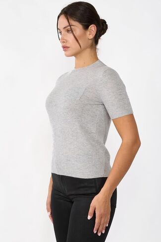 JENNIE LIU Womens 100% Cashmere Crewneck Short Sleeve Sweater in Saudi Arabia