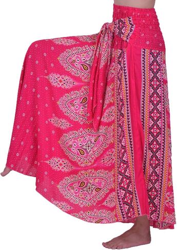 Lofbaz Women's Long Bohemian Maxi Skirt Hippie Gypsy Boho Dress - Floral 5 Pink OS in Saudi Arabia
