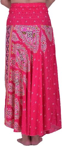Lofbaz Women's Long Bohemian Maxi Skirt Hippie Gypsy Boho Dress - Floral 5 Pink OS in Saudi Arabia