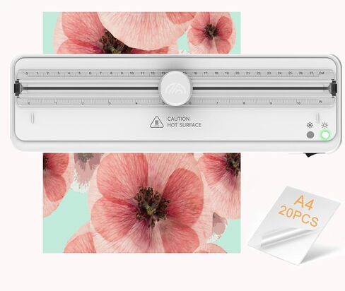 Locamp A4 Laminator Machine with 20 Laminating Sheets,9 Inch Compact Letter Size Laminator Machine Cold&Thermal Laminator with 80s Fast Warm-up,for Home Office School Use (White) in Saudi Arabia
