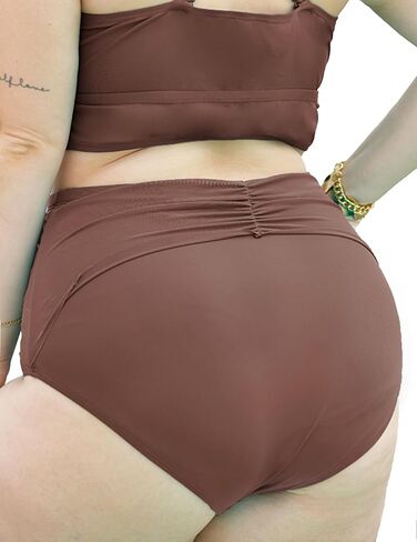 Women Plus Size High Waisted Bikini Bottoms Ruched Tummy Control Swimsuit Bottom Full Coverage Swim Shorts in Saudi Arabia