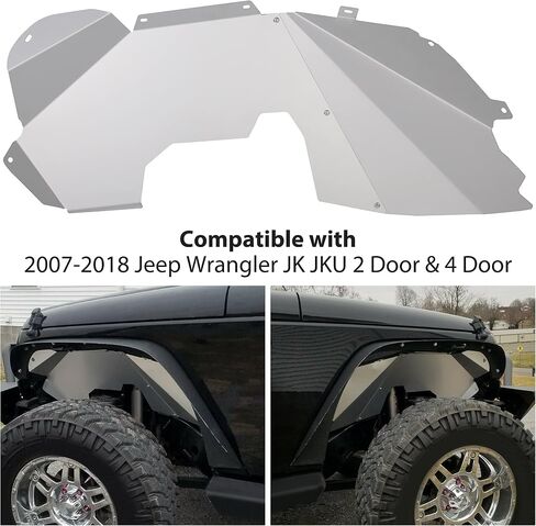 HECASA Front Inner Fender Liners Compatible with 2007-2018 Jeep Wrangler JK JKU Unlimited Sport Sahara Rubicon 2/4 Doors, Lightweight Aluminum Wheel Well Liners Splash Guards in Saudi Arabia