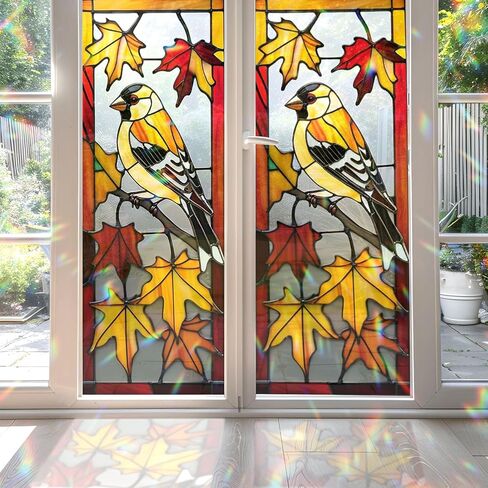 Hummingbird & Roses Stained Glass Window Film, Decorative Hummingbird & Roses Stained Glass Window Film, Hummingbird & Roses Stained Glass Window Film for Bathroom Door Heat Anti UV RA02 in Kuwait