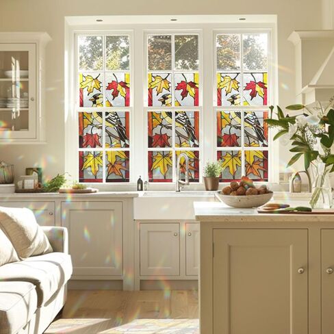 Hummingbird & Roses Stained Glass Window Film, Decorative Hummingbird & Roses Stained Glass Window Film, Hummingbird & Roses Stained Glass Window Film for Bathroom Door Heat Anti UV RA02 in Kuwait