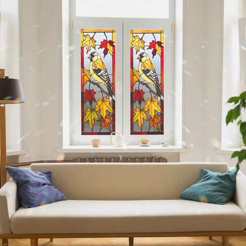 Hummingbird & Roses Stained Glass Window Film, Decorative Hummingbird & Roses Stained Glass Window Film, Hummingbird & Roses Stained Glass Window Film for Bathroom Door Heat Anti UV RA02 in Kuwait