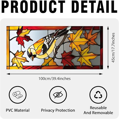 Hummingbird & Roses Stained Glass Window Film, Decorative Hummingbird & Roses Stained Glass Window Film, Hummingbird & Roses Stained Glass Window Film for Bathroom Door Heat Anti UV RA02 in Kuwait