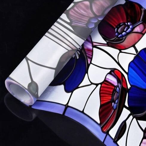 Ancient Oak Tree & Sunset Glow Stained Glass Window Film, Decorative Ancient Oak Tree & Sunset Glow Stained Glass Window Film, Ancient Oak Tree Stained Glass Window Film for Bathroom Door Heat Anti UV in Kuwait