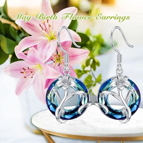 TOUPOP Birth Flower Earrings 925 Sterling Silver 12 Month Floral Earrings Birthstone Crystal Jewelry Birthday Mothers Day Gifts for Women Mom Her in Saudi Arabia