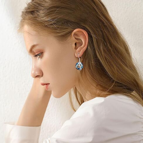 TOUPOP Birth Flower Earrings 925 Sterling Silver 12 Month Floral Earrings Birthstone Crystal Jewelry Birthday Mothers Day Gifts for Women Mom Her in Saudi Arabia