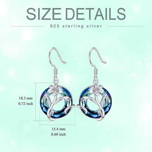 TOUPOP Birth Flower Earrings 925 Sterling Silver 12 Month Floral Earrings Birthstone Crystal Jewelry Birthday Mothers Day Gifts for Women Mom Her in Saudi Arabia