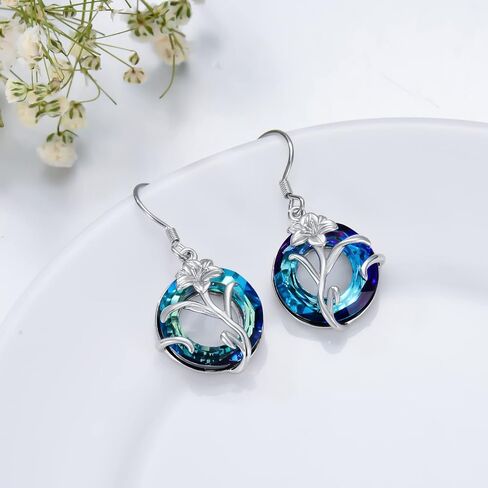 TOUPOP Birth Flower Earrings 925 Sterling Silver 12 Month Floral Earrings Birthstone Crystal Jewelry Birthday Mothers Day Gifts for Women Mom Her in Saudi Arabia