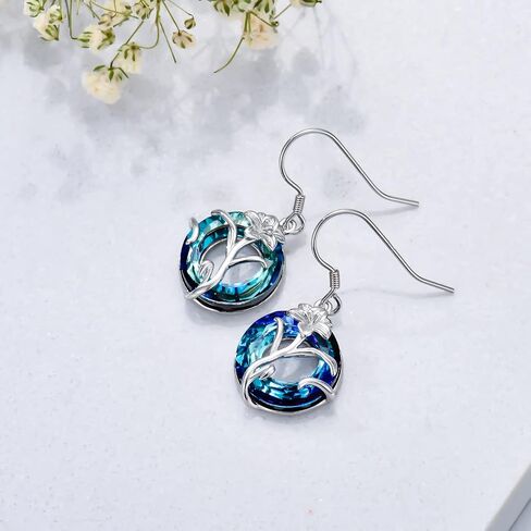 TOUPOP Birth Flower Earrings 925 Sterling Silver 12 Month Floral Earrings Birthstone Crystal Jewelry Birthday Mothers Day Gifts for Women Mom Her in Saudi Arabia
