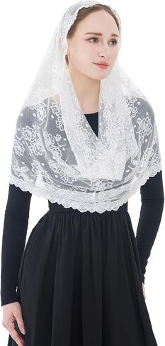 Wgior Infinity Catholic Church Veil Lace Mantilla Veils Latin Mass Head Covering Chapel Scarf in Saudi Arabia
