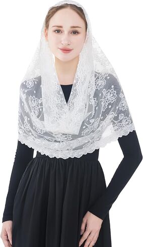 Wgior Infinity Catholic Church Veil Lace Mantilla Veils Latin Mass Head Covering Chapel Scarf in Saudi Arabia