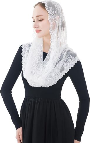 Wgior Infinity Catholic Church Veil Lace Mantilla Veils Latin Mass Head Covering Chapel Scarf in Saudi Arabia
