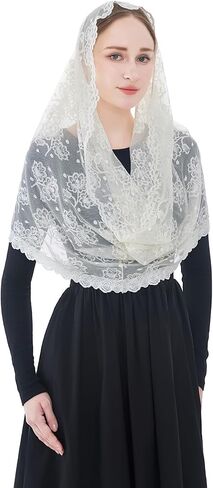 Wgior Infinity Catholic Church Veil Lace Mantilla Veils Latin Mass Head Covering Chapel Scarf in Saudi Arabia