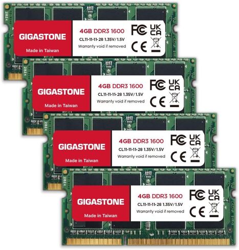 ذاكرة الوصول العشوائي DDR3 RAM GIGASTONE 4GB DDR3/DDR3L 1600MHz (1333MHz) PC3-12800 (PC3-10600) CL11 1.35V/1.5V 2Rx8 SODIMM 204 Pin غير مخزنة وغير ECC ترقية ذاكرة الكمبيوتر المحمول المحمول in Saudi Arabia