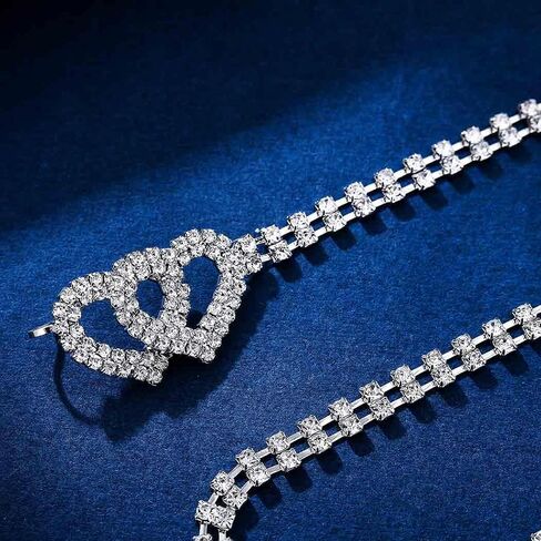 Silver Rhinestone Waist Belts Heart Chain Belt Crystal Waist Chains for Women in Saudi Arabia