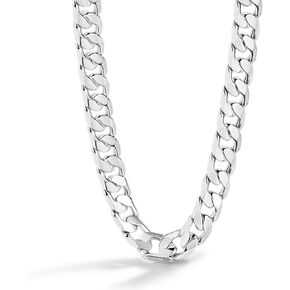 Men Italian 925 Sterling Silver Necklace 10-12MM Solid Diamond-Cut Cuban Link Curb Chain 16 to 30 Inch Fine Jewelry Gifts for Man Women