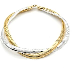 Marshal Necklace Omega Brass Chain 18k Gold Plated Silver Plated Black Rhodium Plated Stretch Cobra Choker Necklace