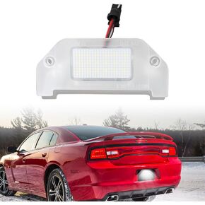 LED License Plate Light for Dodge Charger Challenger Avenger Magnum Dart 2005-2014,18 SMD Xenon White 6000K,Led Rear Tag Lamp with Socket Wire Harness