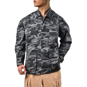 BACKBONE Mens Army Military Battle Dress Uniform BDU Shirt Camo Top Jacket