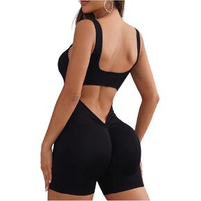 Soly Hux Women's Wlybless Scoop Neck Phemsuit Suceless V Back Scrunch بعقب اليوغا