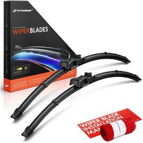 A-Premium Pack of 2 Front Windshield Wiper Blades with Wear Indicator & Towel - Compatible with Toyota Tundra 2022-2024, Sequoia 2023-2024 - 24" and 24", TLP Arm Connector, Left and Right
