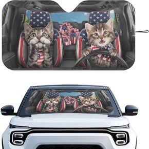 Funny Black Cat Car Interior Accessories Sun Protection Easy to Install Automotive Windshield Sunshades Keep Cool UV Rays Protection for Most Sedan Truck Van