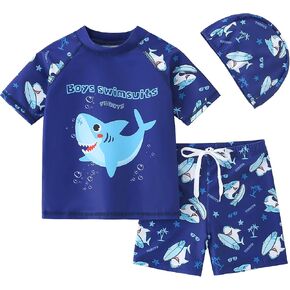 Aiwuhe Boys Swimwear مجموعة Rashguard Swimsuit مجموعة من قطعتين بدلة السباحة الشاطئ السباحة مجموعة upf راش