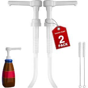 2Pcs Gold Sauce Pump Dispenser for 64 oz Chocolate Pumpkin Caramel Sauce Bottles, Reusable Large 15CC Syrup Pump Dispenser for Vanilla Mocha Sauces