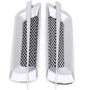 2pcs Car Side Air Vent Trim Cover, Universal Mesh Vent Air Flow Fender Intake Grille Vent Net Cover Decoration Sticker (Silver)