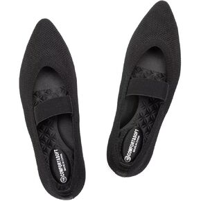 Frank Mully Womens Knit Flats Pointed-Toe Shoes with Elastic Straps Ballerina Flat Shoes for Women Dressy