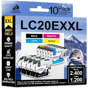 DOUBLE D Upgraded LC20E Compatible Replacement for Brother LC20E LC-20E XXL Ink Cartridges for Brother MFC-J985DW J775DW J5920DW J985DWXL Printer (2BK+2C+2M+2Y) 8 Pack-Updated Version in Kuwait