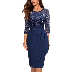 Miusol Women's Elegant Scoop Neck Glitter Sequin Lace Cocktail Party Dress in Kuwait