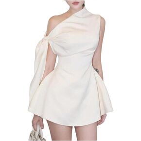 Gorglitter Women's Off the Counder Mini Dress Tie Tie -Counter A غير متناظرة.