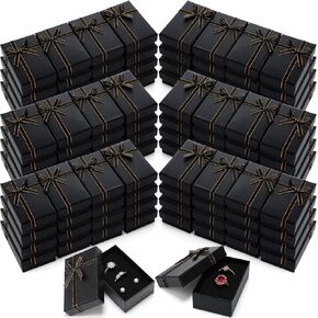 صناديق هدايا مجوهرات صغيرة من Clorboard 96 PCS 2 × 3.1 × 1.1 بوصة صناديق حلق لحلقات الهدايا المجوهرات قرود (أسود)