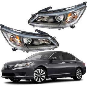 Headlight Assembly Replacement for Accord 2013 2014 2015 Headlight Assembly without DRL Headlamps Pair Left and Right Side Headlight Replacement for 33100T2AA01 33150T2AA01 HO2502151 HO2503151