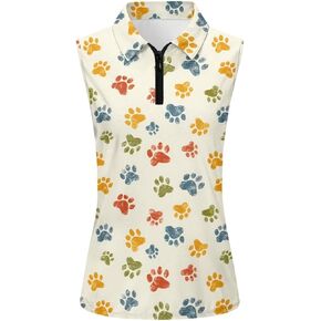 TOADDITDO Women's Sleeveless Golf Shirts Racerback Zip Up Tennis Athletic Collar Tank Tops Size XS-4XL