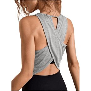 SweatyRocks Women's Cut Out Criss Cross Workout Tank Top Sleeveless Crew Neck Athletic Shirts