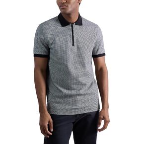 Haggar Men's Premium Comfort Quarter Zip Short Sleeve Polo Shirt