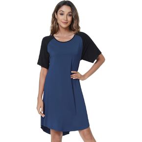 NACHILA Nightgowns for Women Nightshirt Short Sleeve Sleepwear Soft Sleep Shirt,Viscose Made from Bamboo