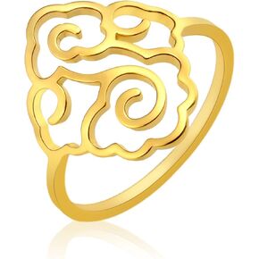 Teamer Vintage Filgree Flower Ring Fethel Stainless Steel Flower Ring Ring Ring For Women